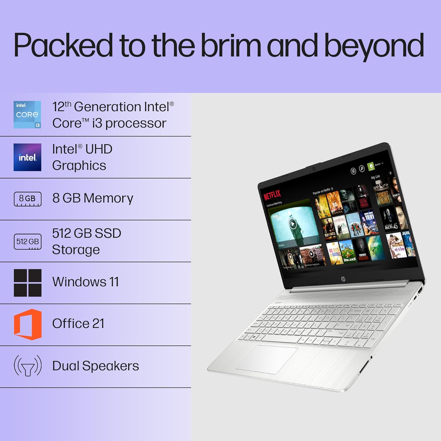 HP 15s (Natural Silver, 8GB RAM, 512GB SSD) - Certified Refurbished | 12th Gen Intel Core i3-1215U | 15.6" Anti-Glare FHD Display - Image 3