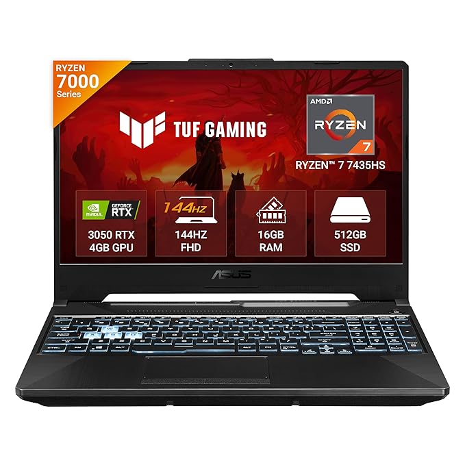 ASUS TUF Gaming A15 (Graphite Black, 16GB RAM, 512GB SSD) - Certified Refurbished | Ryzen 7 7435HS | RTX 3050 (75W TGP)